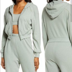 SKIMS Mint Sea Foam Green Waffle Hoddie Mineral Zip Up Large